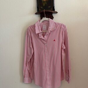 Brooks Brothers long sleeve button down red & white striped Blouse.